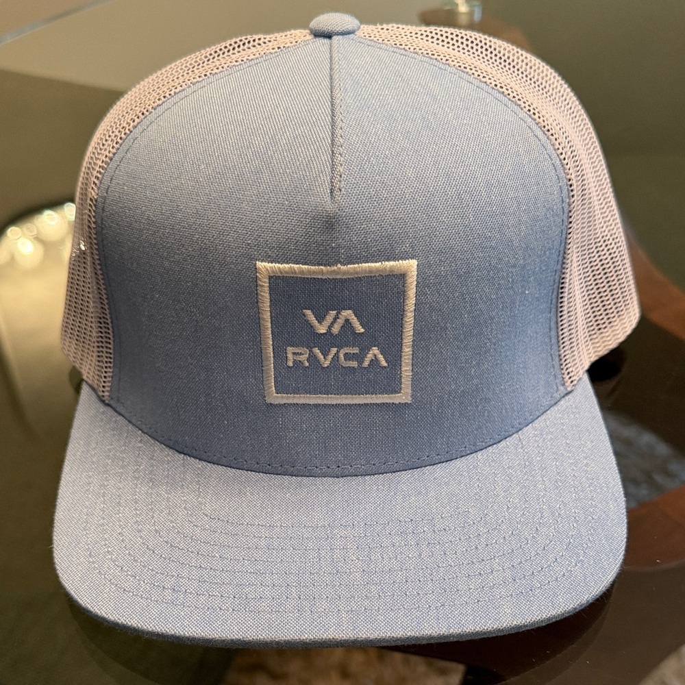 RVCA Light Blue and White Mesh Cap